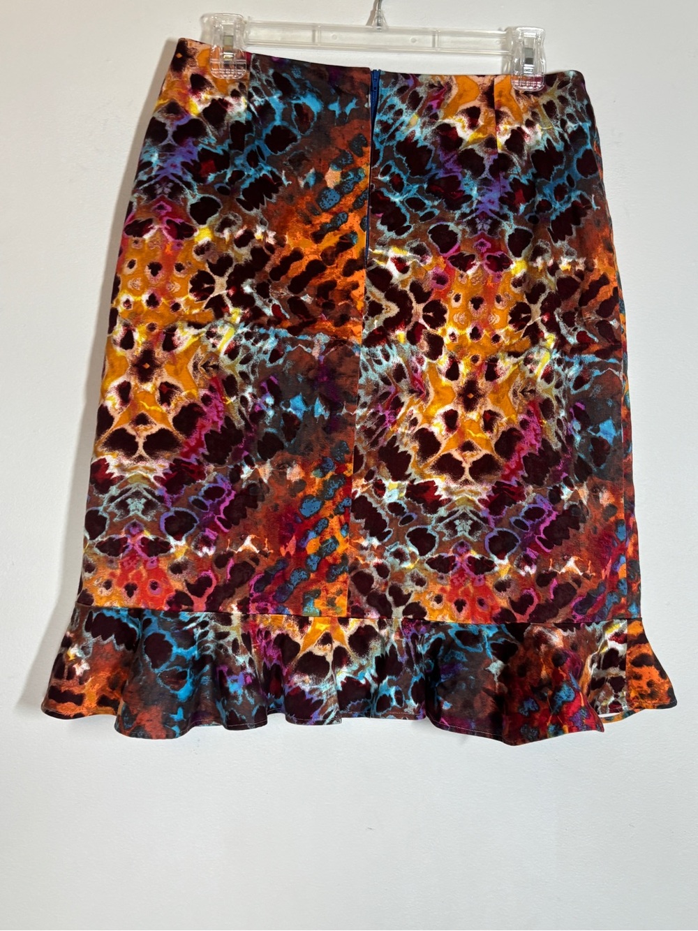 Handmade Kaleidoscope Ice Dye Skirt with Ruffle Hem - Picture 4 of 6